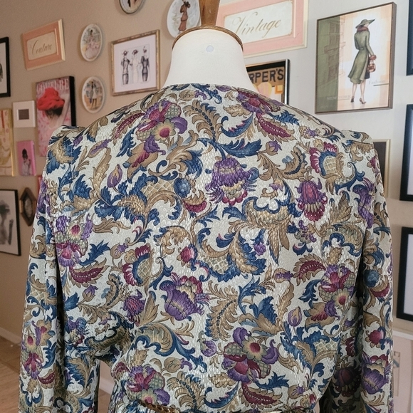 Vintage Silk Floral Acid Pleated Day Dress - Picture 7 of 8